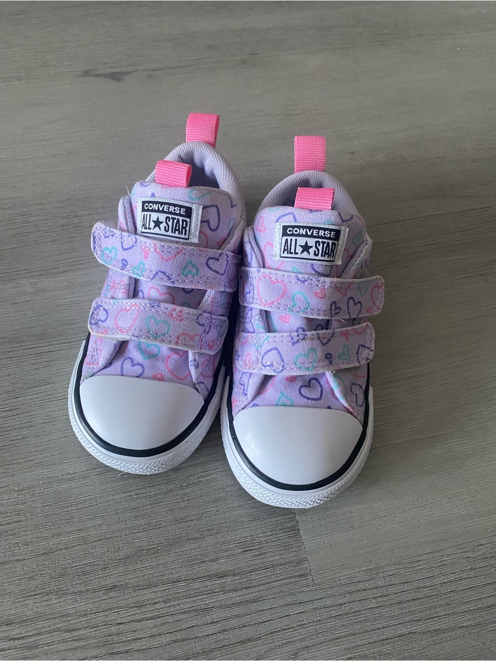 Converse All Star Kids Lavender Canvas Sneakers with Pink Accents